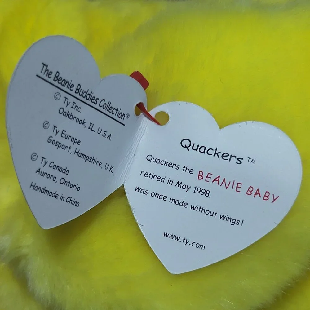 Ty Beanie Buddies Quackers Duck Plush Stuffed Animal 1998